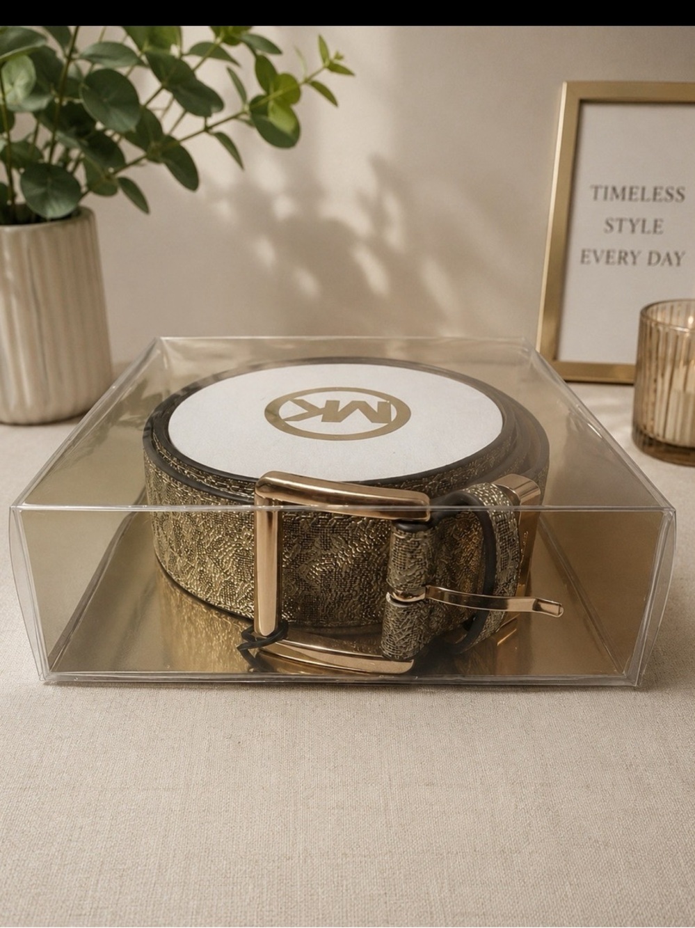 Michael Kors S/M belt brand new in box gold/Ivory color
